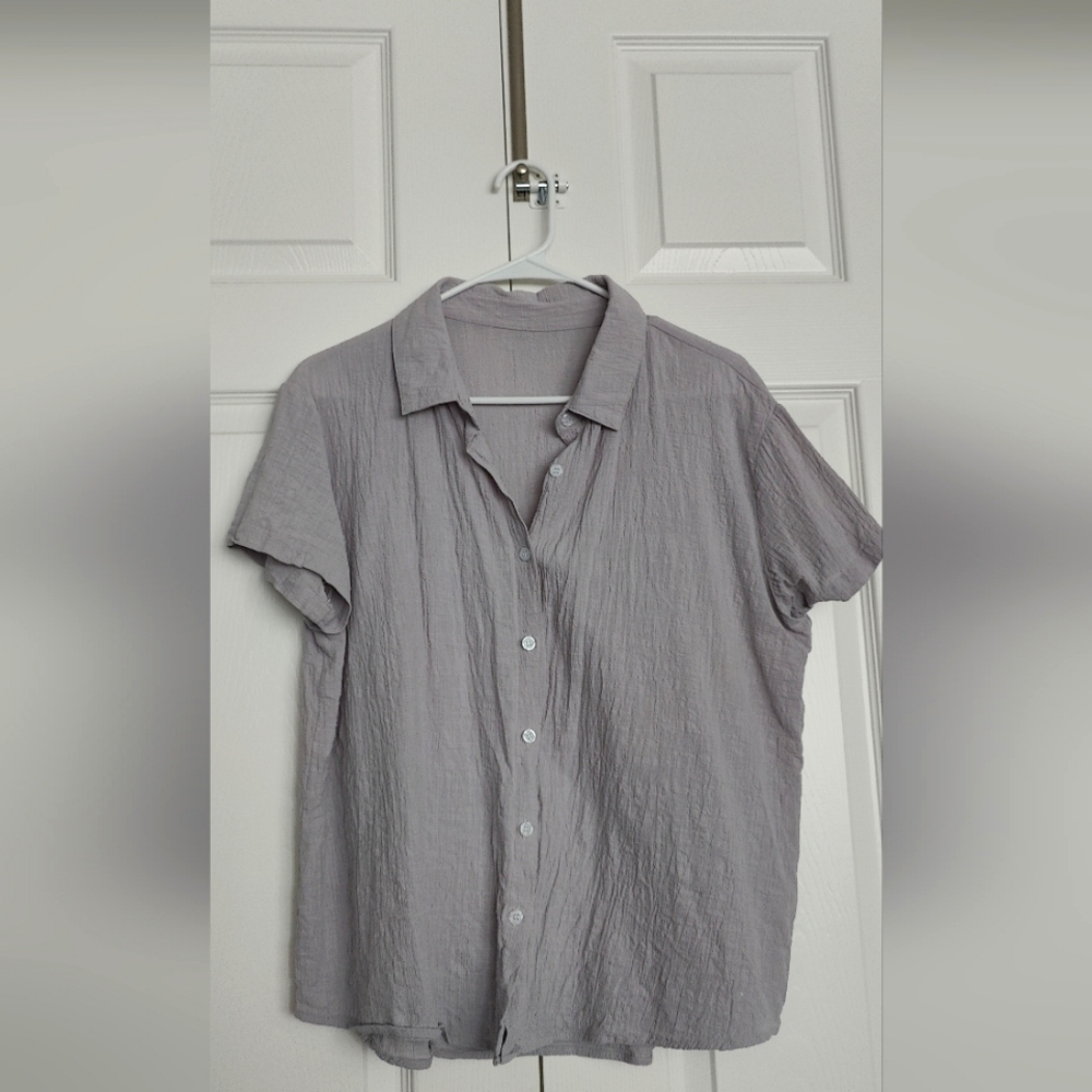 Women's Gray Button Down Shirt